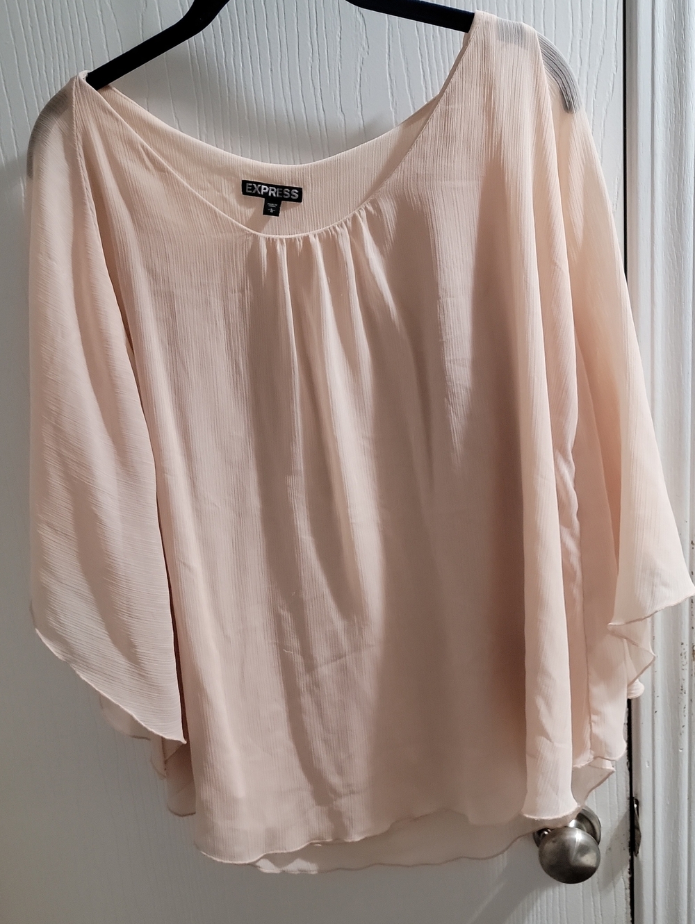 Express Light Blush Semi-Sheer Flowy Blouse